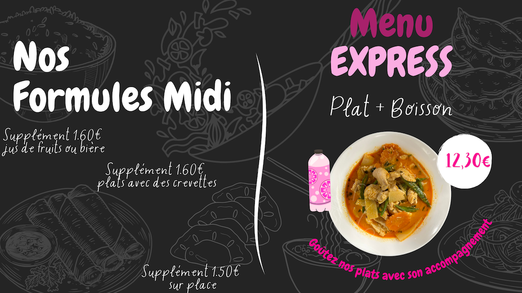 Menus Express à emporter Aux Mets Kong