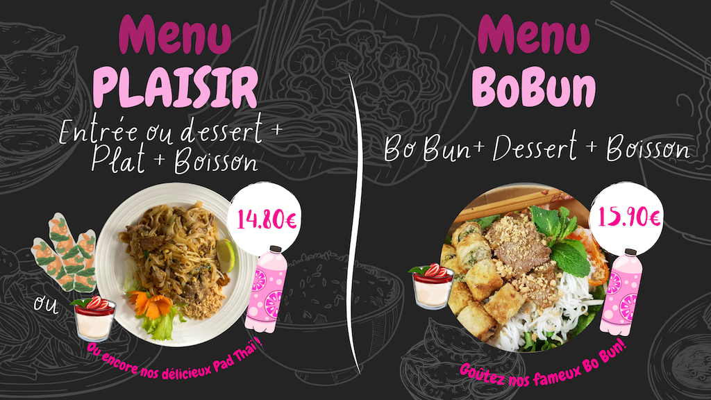 Menus plaisir et Bobun à emporter Aux Mets Kong
